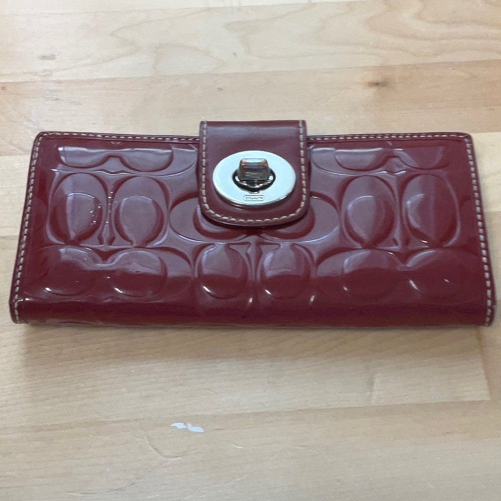 Coach Burgundy Patent Leather Wallet